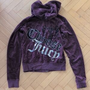 Y2K Juicy Couture Burgundy Velour Hoodie Size S
